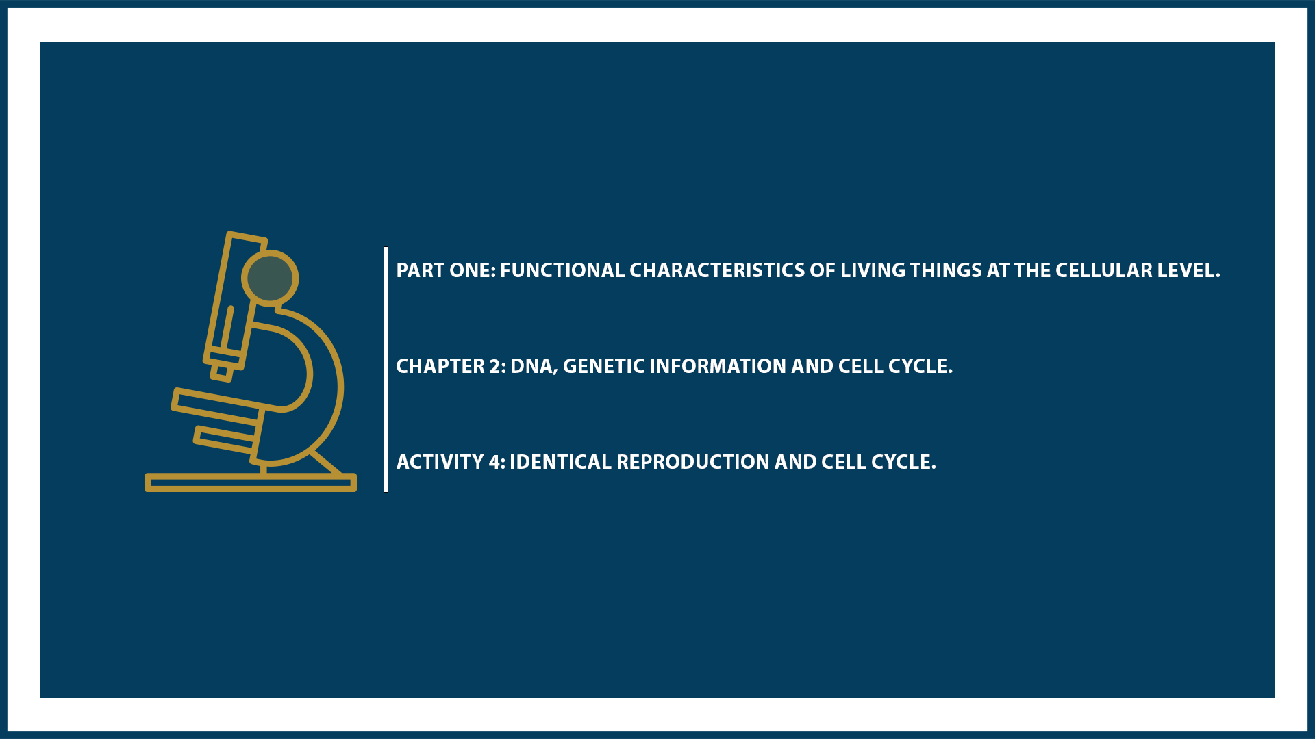 Part One: Chapter: 2 - Activity 4: Identical Reproduction and Cell Cycle